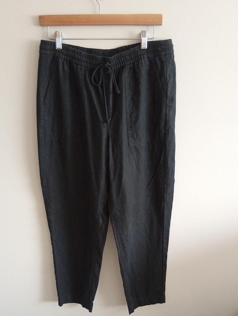 J. Crew Seaside Pant Linen Blend Size Medium Pull On Black Resort Wear